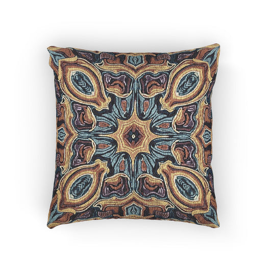 Bohemian Woven Pillow – Mosaic Medallion Decorative Throw Pillow