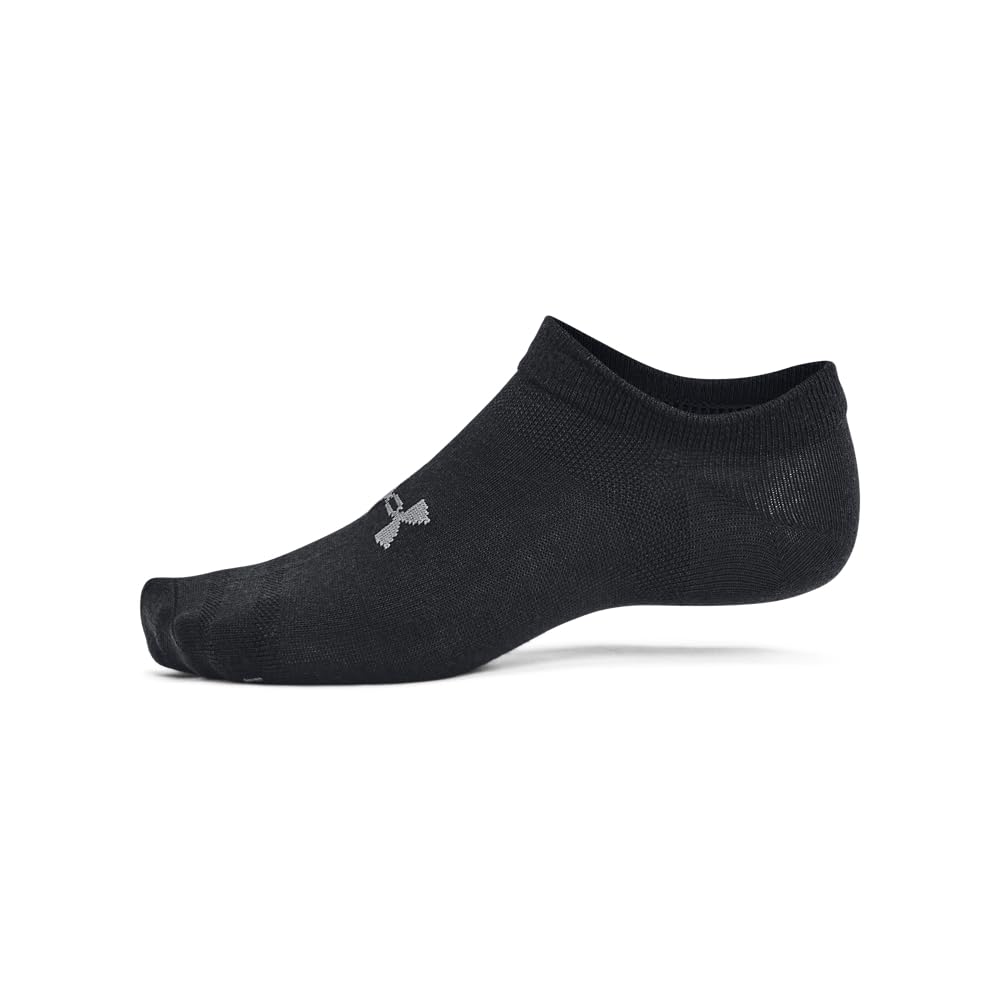 Under Armour Unisex-Adult Essential No Show Socks 6 Pack , (001) Black / Black / Castlerock , Large 🍁 All In One Marketplace Canada