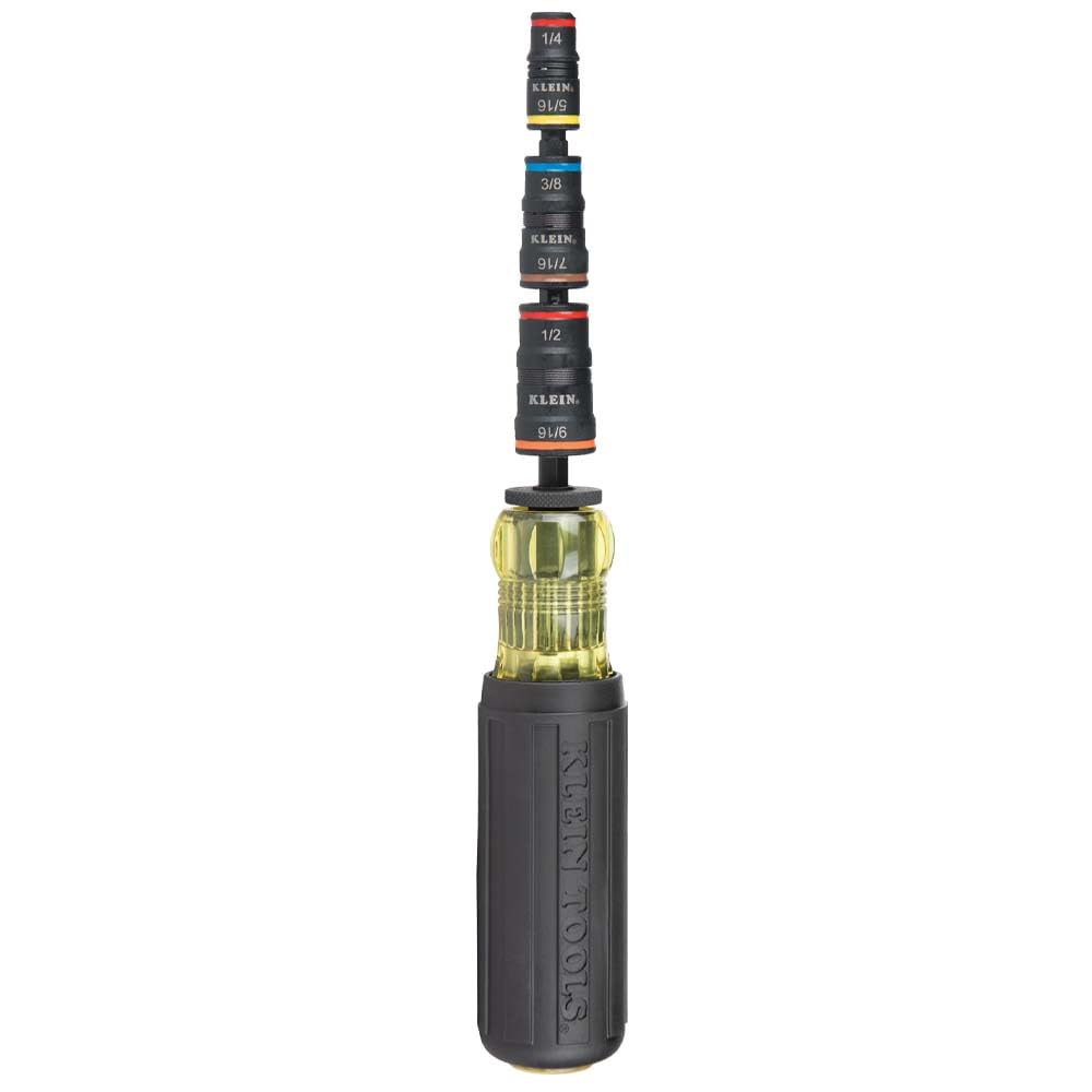 Klein Tools 32910 Impact Driver, 7-in-1 SAE Impact Socket Set with Handle, Flip Socket with 1/4, 5/16, 3/8, 7/16, 1/2 and 9/16-Inch Nut Driver Sizes and 1/4-Inch Bit Holder 🍁 All In One Marketplace Canada