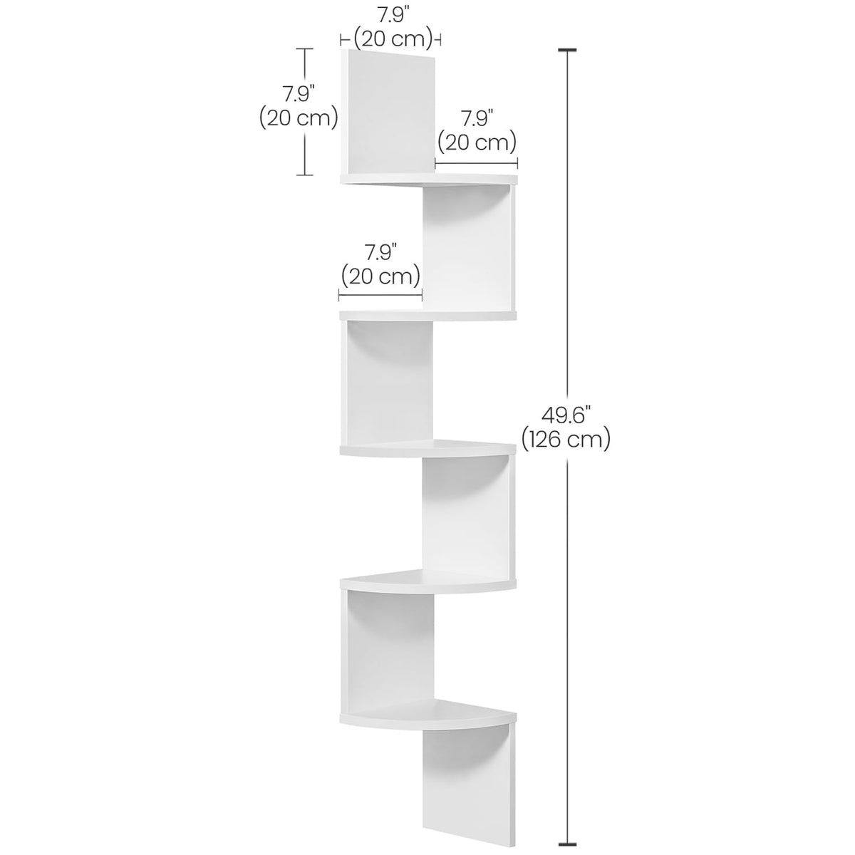 VASAGLE CUSTOS Collection - Corner Shelf Wall Mount, 5-Tier Floating Corner Bookshelf, Plant Shelf for Bedroom, Living Room, Bathroom, Home Office, Cloud White ULBC72WT 🍁 All In One Marketplace Canada