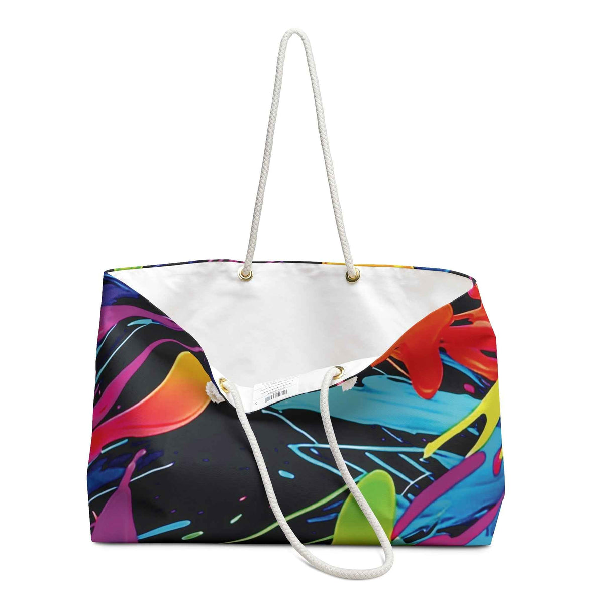 Neon Paint Splash Weekender Bag | Colorful Abstract Tote | Large Tote Bag