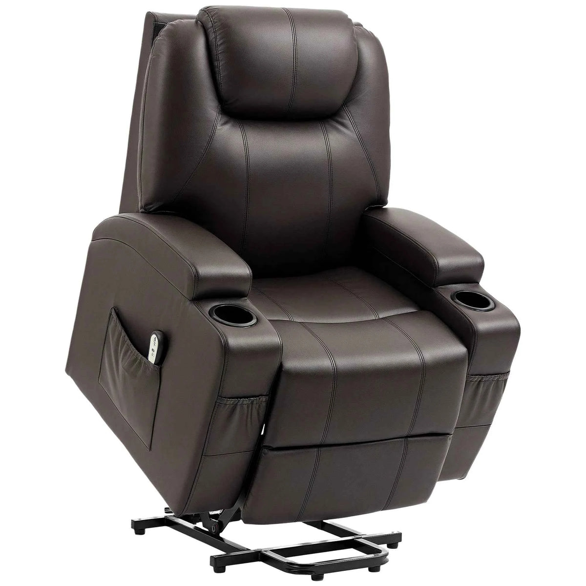 Brown Power Lift Recliner Chair – PU Leather Electric Lift Chair with Footrest, Remote & Cup Holders (United States & Canada Delivery Only)