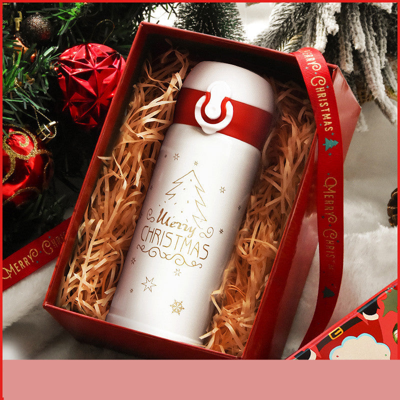 Christmas Thermos Cup Gift Box Set, 304 Stainless Steel Merry Christmas Cup, Gift Set with Scarf, Gift Bag & Greeting Card