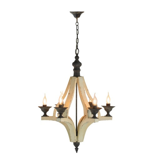 6-Light Wood Chandelier with Adjustable Chain (United States Delivery Only)