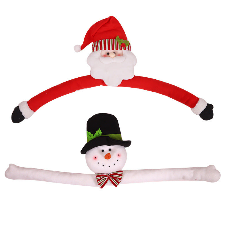 Plush Santa Claus & Snowman Tree Hugger Ornament, Christmas Tree Top Hugger Decor, Cloth Holiday Figurine