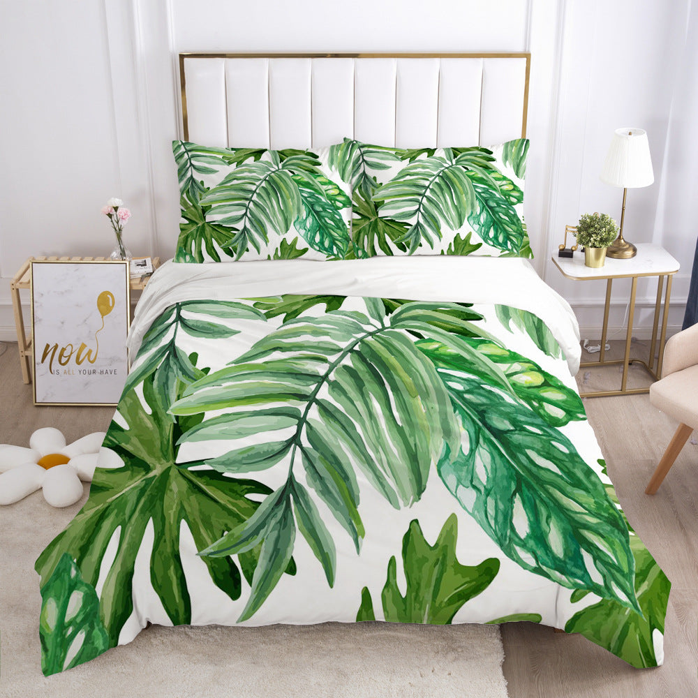 Nordic Spring Green Leaf Bedding Set