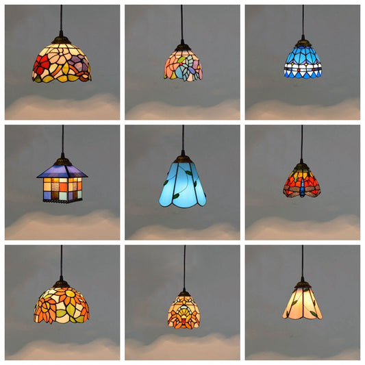 Retro Mediterranean Creative Stained Glass Chandelier