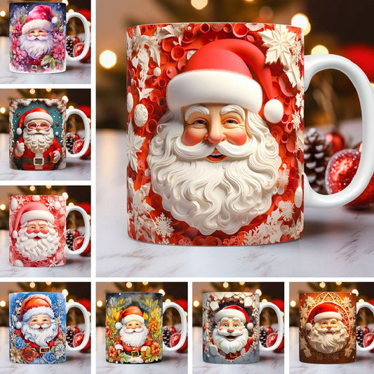 Creative 3D Christmas Ceramic Mug – Santa Claus Design