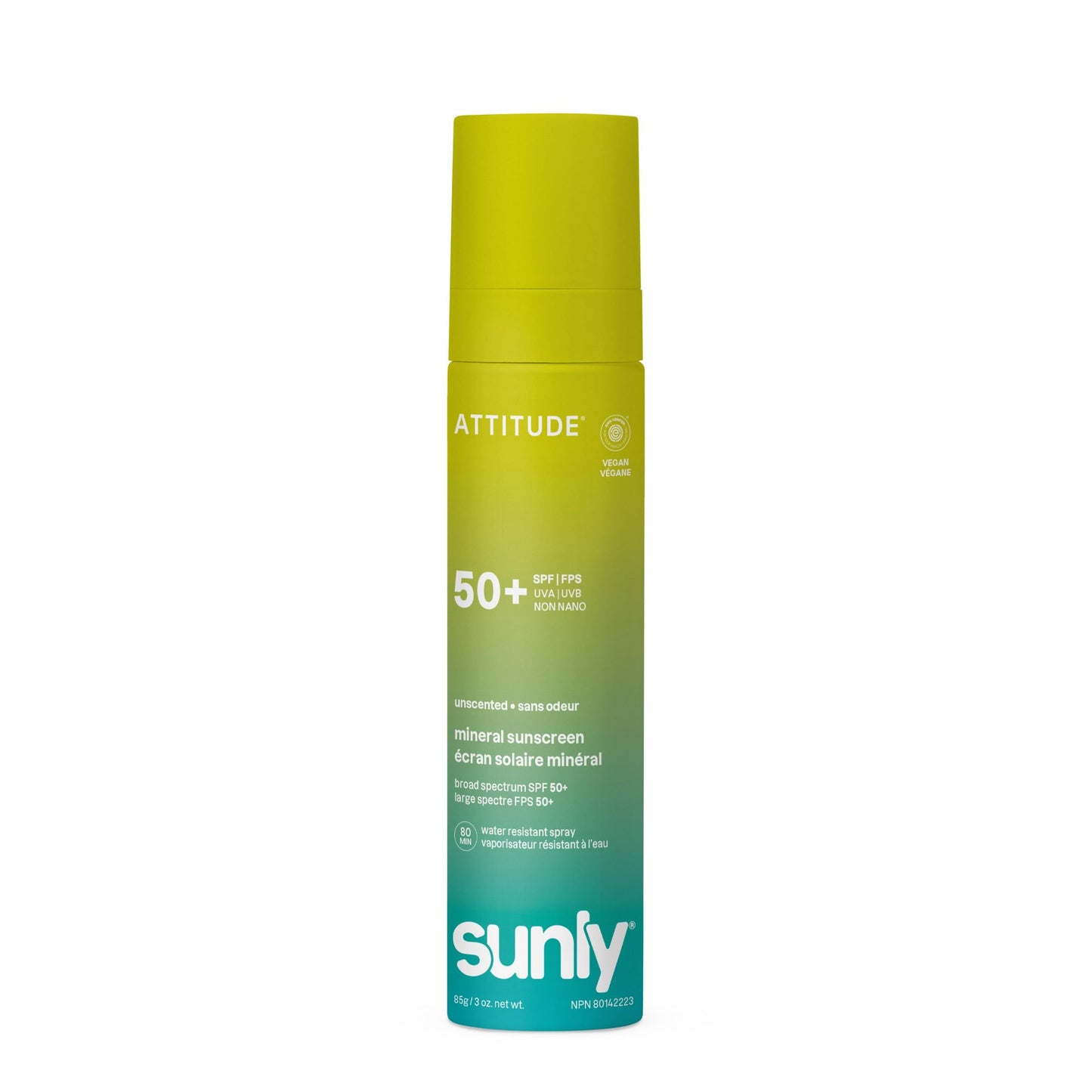 ATTITUDE Mineral Sunscreen Lightweight Lotion SPF 50, Broad Spectrum Zinc Oxide, EWG Verified, Non-Nano, Water-Resistant 80 Minutes, Non-Greasy for Face & Body, Vegan, Unscented, 80 grams 🍁 All In One Marketplace Canada