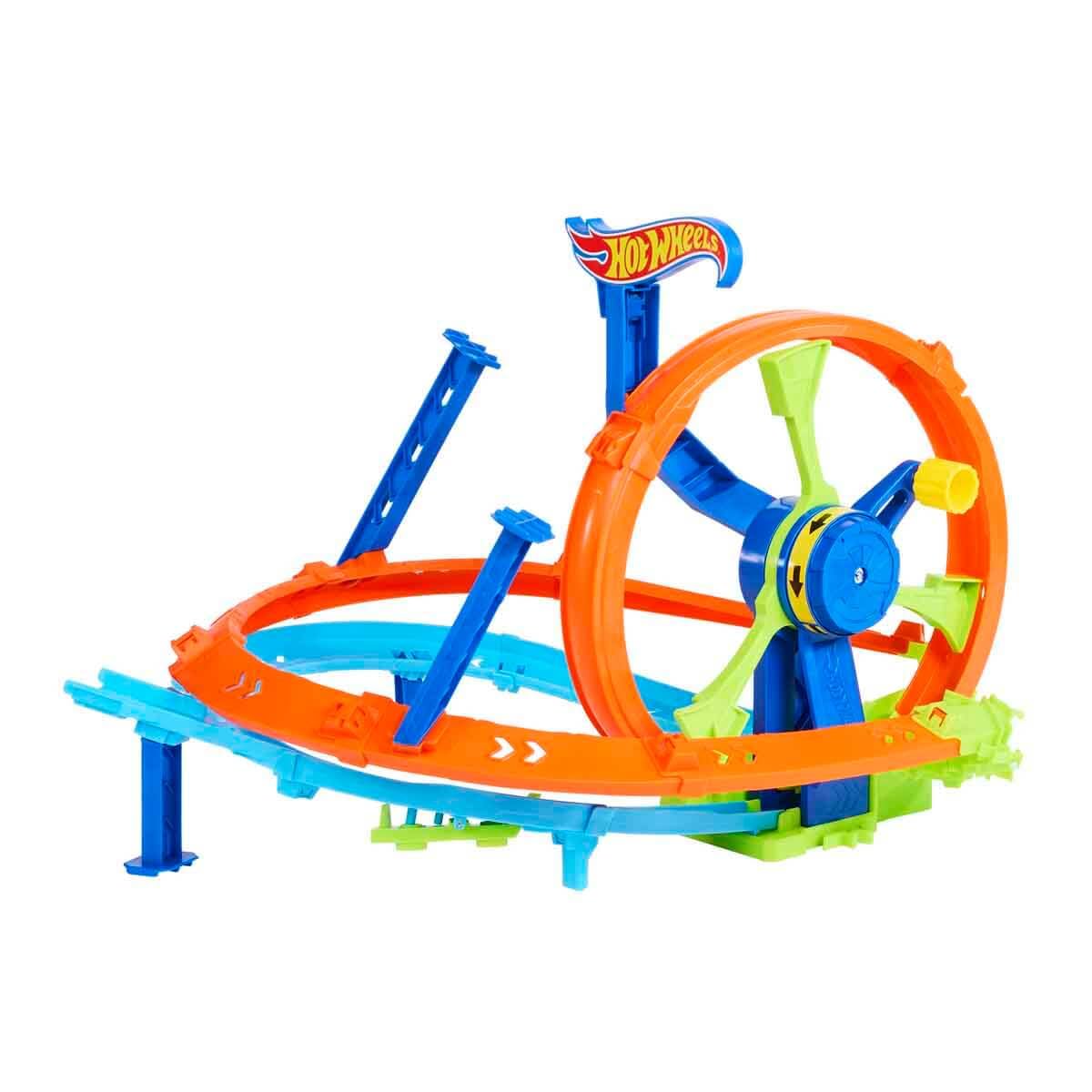 Hot Wheels Toy Car Track Set, Launch and Loop Playset & 1:64 Scale Die-Cast Vehicle, Crash Area on Figure 8 Track with Loop-Kicker Booster 🍁 All In One Marketplace Canada