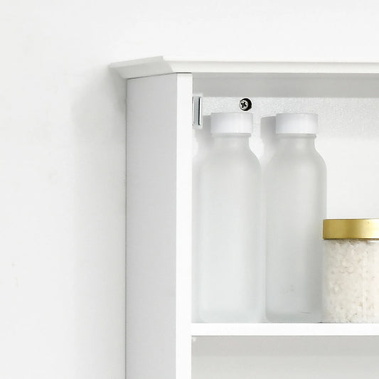 White Bathroom Mirror Cabinet – Wall-Mounted Medicine Cabinet with 3-Shelf Organizer (United States & Canada Delivery Only)