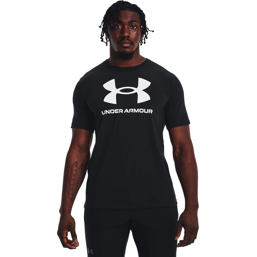 Under Armour Men's Sportstyle Logo Short Sleeve T Shirt, (001) Black / / White, Small 🍁 All In One Marketplace Canada