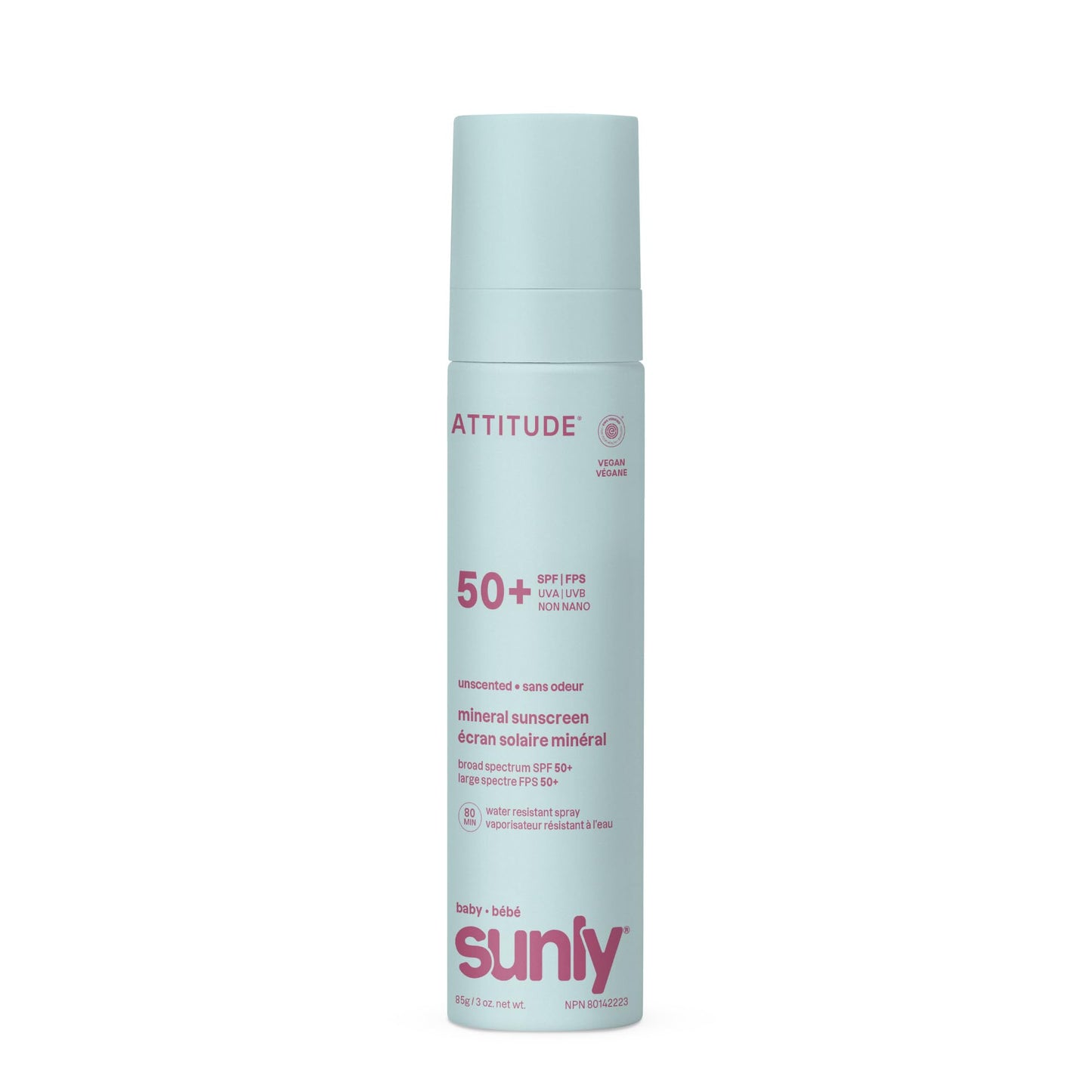 ATTITUDE Baby Mineral Sunscreen Lightweight Lotion SPF 50, Broad Spectrum Zinc Oxide, EWG Verified, Non-Nano, Water-Resistant 80 Minutes, Non-Greasy for Face & Body, Vegan, Unscented, 80 grams 🍁 All In One Marketplace Canada