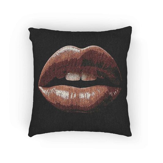 Kiss Design Woven Pillow | Lip Print Accent Pillow