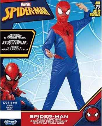 Marvel Spider-Man Official Youth Halloween Costume - Printed Jumpsuit with Fabric Mask (S) Red