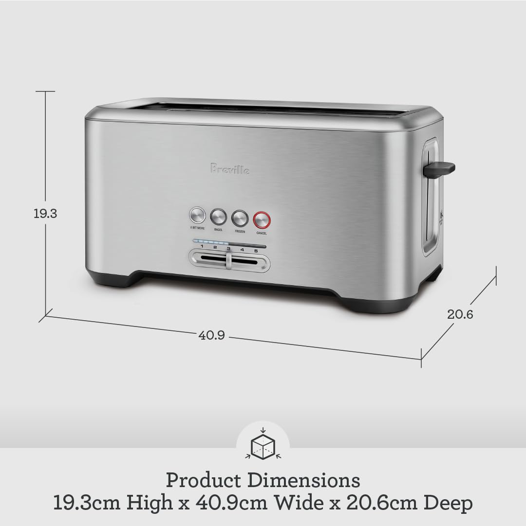 Breville A Bit More 4 Slice Toaster, silver - BTA730XL, 16.1 x 8.1 x 7.6 inches 🍁 All In One Marketplace Canada