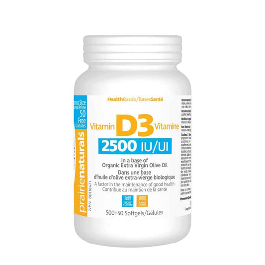 Prairie Naturals Vitamin d3 cholecalciferol 2,500iu softgel, 550 Count 🍁 All In One Marketplace Canada