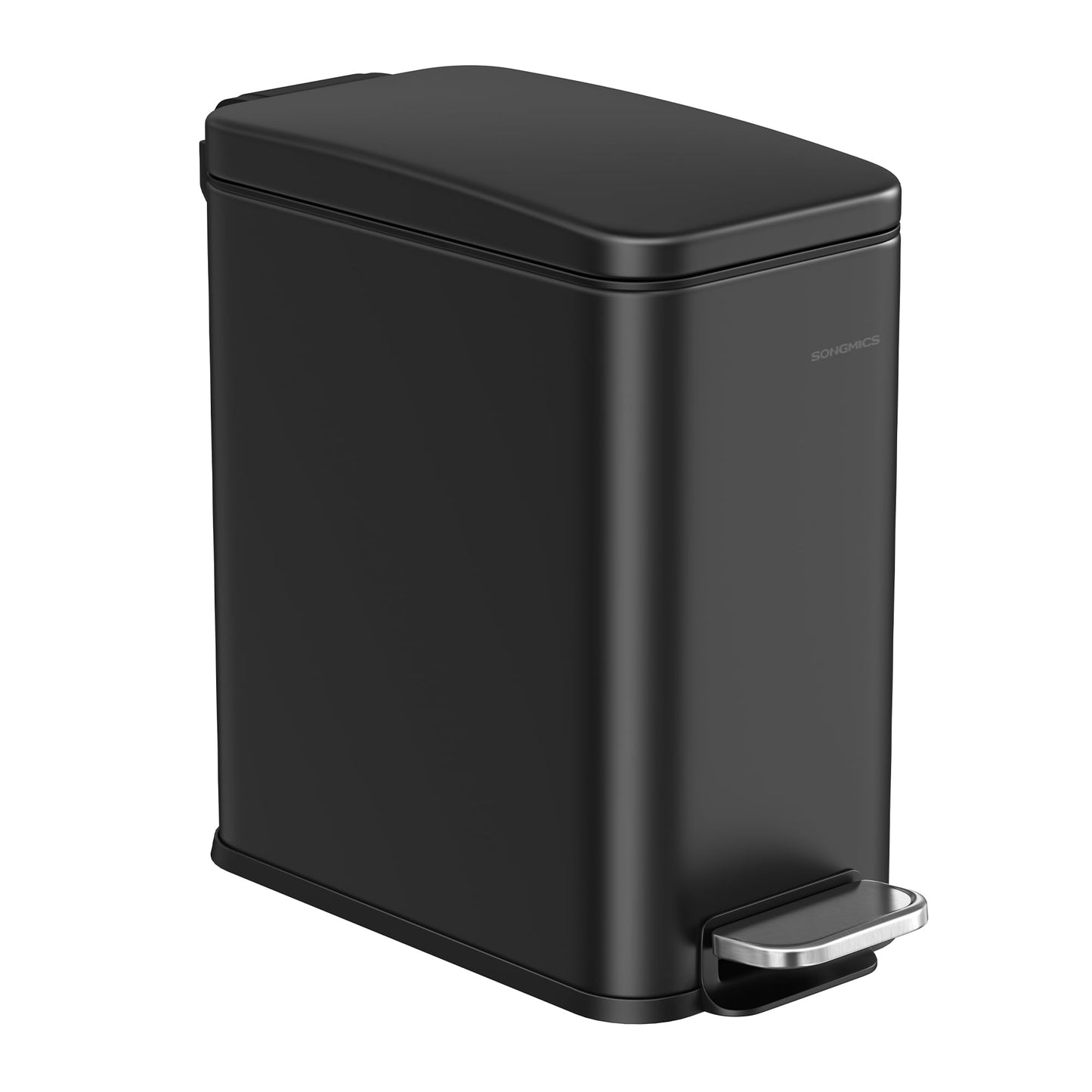 SONGMICS Bathroom Trash Can, Small Trash Bin with Lid, Slim for Small Spaces, Stainless Steel Garbage Can, Soft Close, 1.3 Gallon (5 L) Black ULTB560B05 🍁 All In One Marketplace Canada