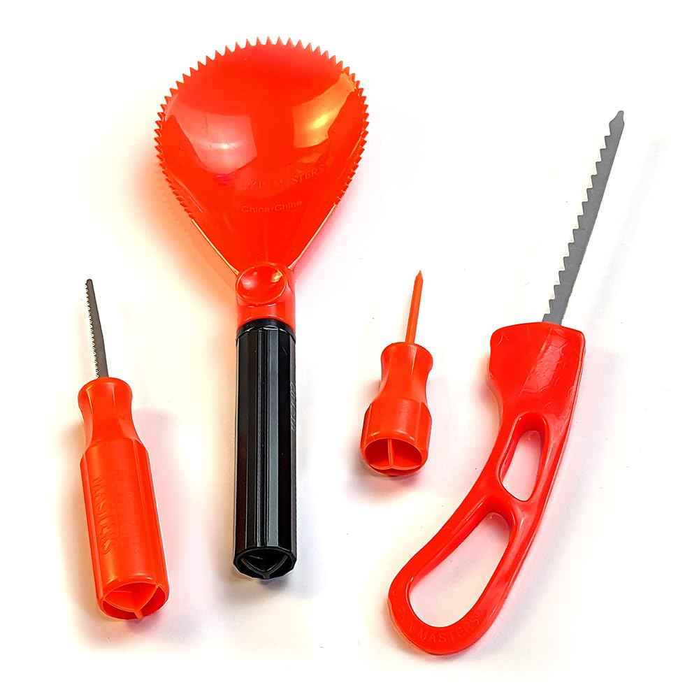 Pumpkin Masters Premium All in One Carving Kit – Comprehensive Halloween Pumpkin Carving Kit with Large Handled Tools and New Patterns