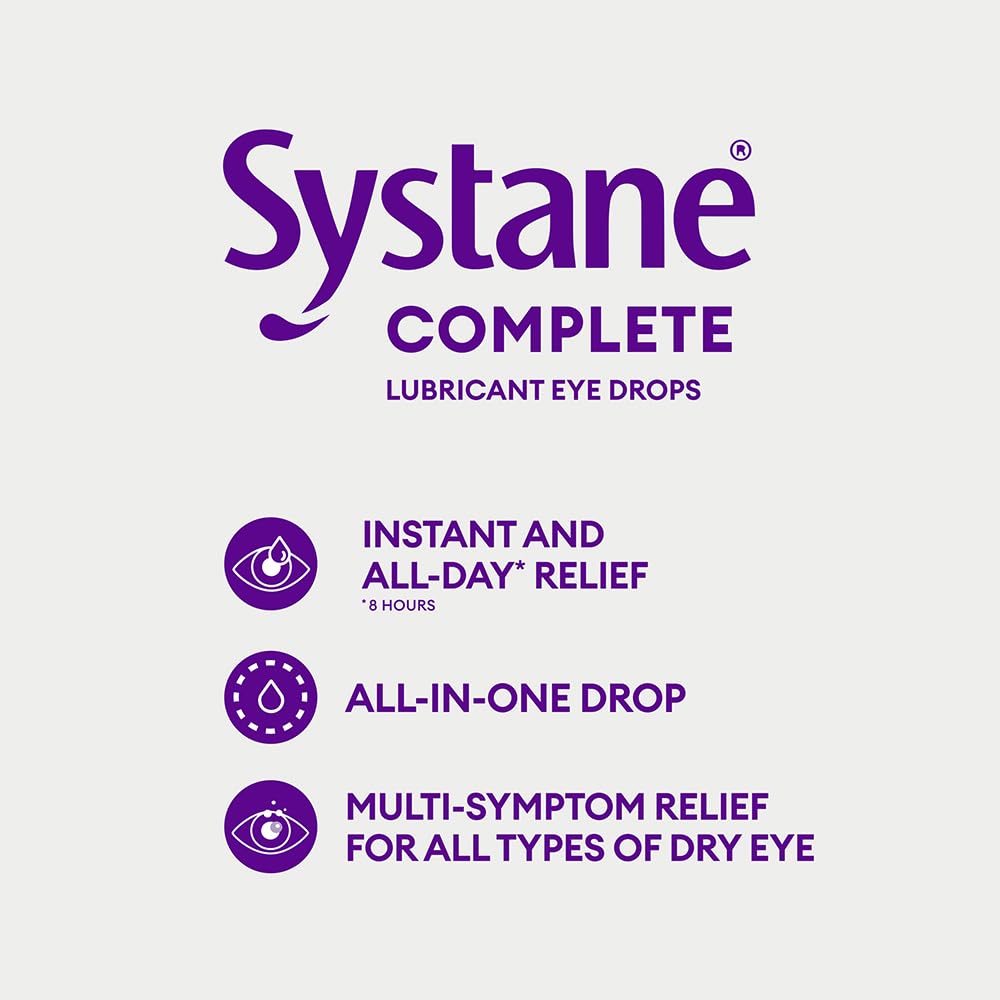 Systane Complete Lubricant Eye Drops for dry eyes, All-In-One Drops, Multi-Symptom Relief, Dry Eye Relief from Extended Screen Time - 2 x 10mL 🍁 All In One Marketplace Canada