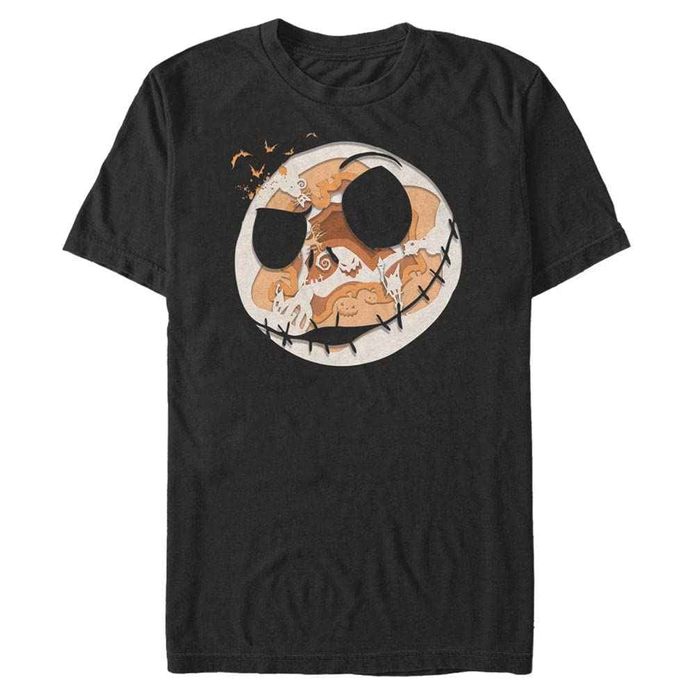 Disney Big & Tall The Nightmare Before Christmas Paper Halloween Men's Tops Short Sleeve Tee Shirt, Black, Large Big Tall