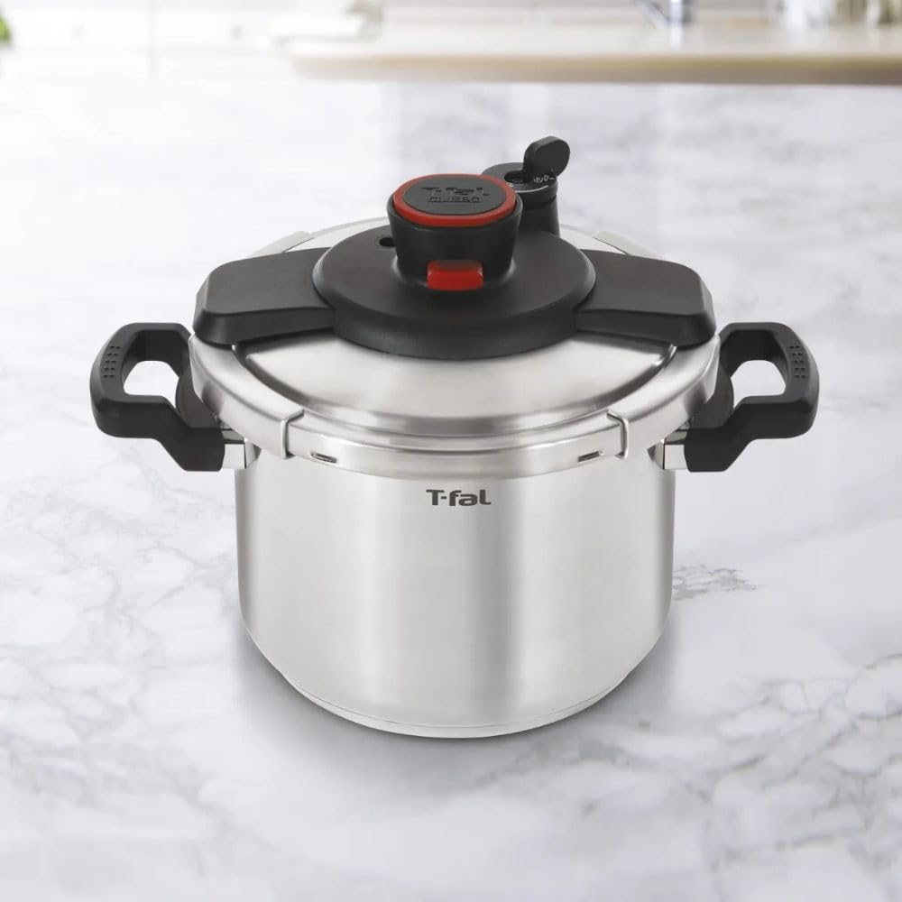 T-fal Clipso Stainless Steel Pressure Cooker, 6 Qt, Secure Locking System, One Hand System, Silver, Induction Compatible, Pressure Canner, Includes Recipe Book, Cookware 🍁 All In One Marketplace Canada
