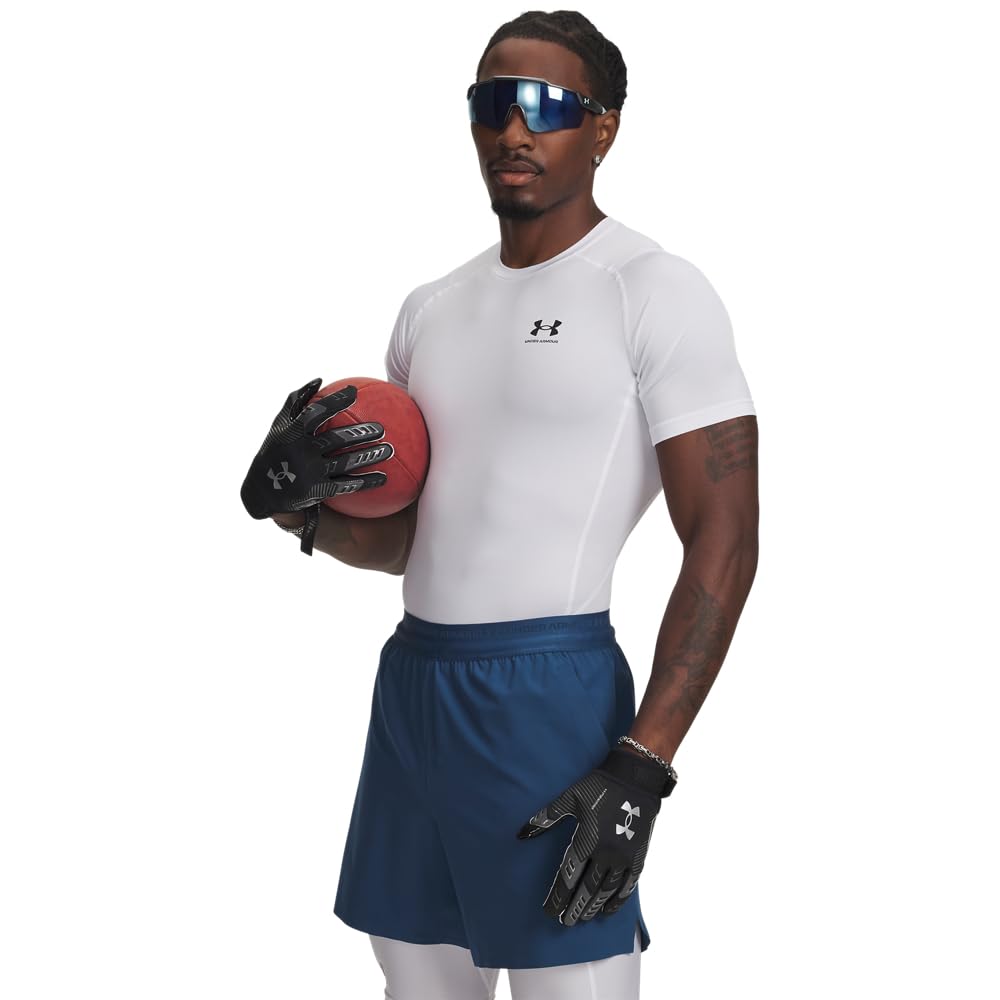 Under Armour Mens Armour HeatGear Compression Short-Sleeve T-Shirt, White (100)/Black, Small 🍁 All In One Marketplace Canada
