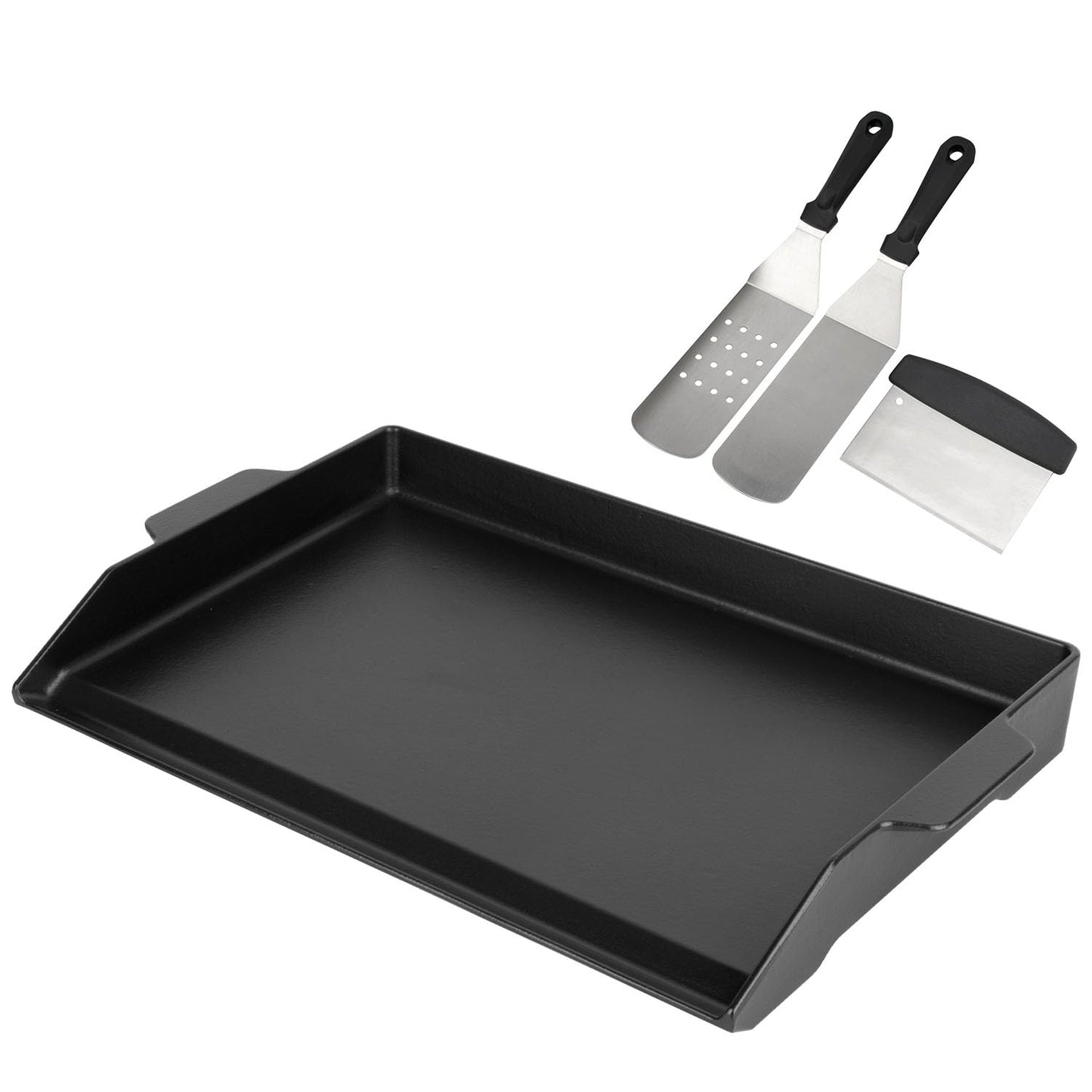 BBQ Future Universal Cast Iron Griddle for Gas Grill with Spatula Set, 23" x 16" Pre-Seasoned Nonstick Griddle Insert Large BBQ Flat Top Plate for All Gas/Electric Grill, Stove Top and More 🍁 All In One Marketplace Canada