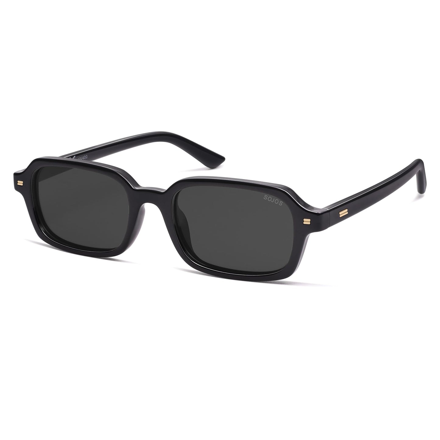 SOJOS Trendy Rectangle Polarized Sunglasses Womens Mens, Small Retro Fashion Thin Slim Square Sunnies SJ2610, Black/Grey 🍁 All In One Marketplace Canada