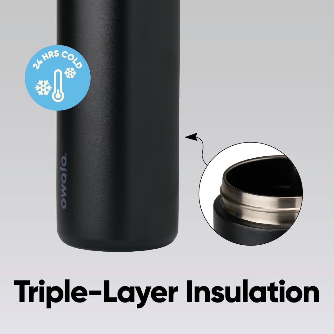 Owala FreeSip Insulated Stainless Steel Water Bottle with Straw, BPA-Free Sports Water Bottle, Great for Travel, 40 Oz, Very, Very Dark 🍁 All In One Marketplace Canada