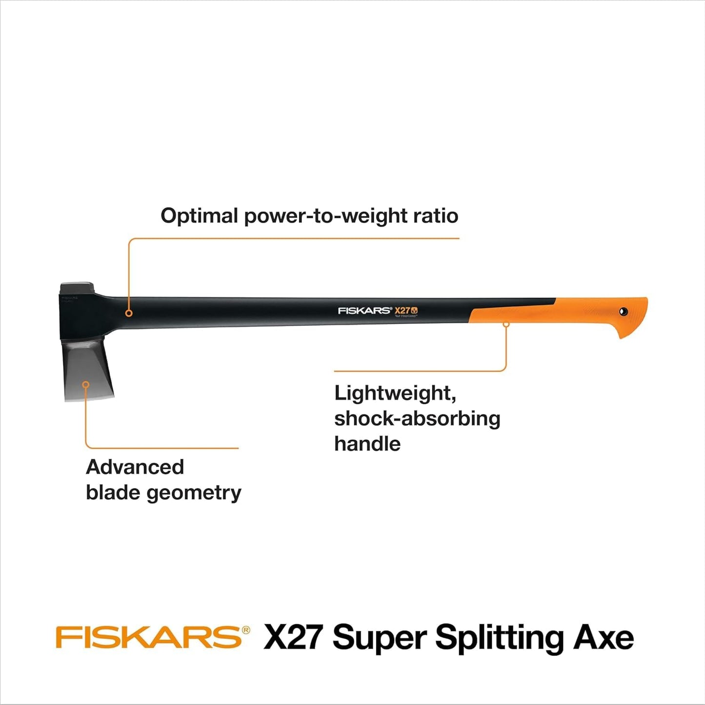 Fiskars X27 Super Splitting Axe, 36" Wood Splitting Axe for Medium to Large Size Logs with Shock-Absorbing Handle, Split Firewood, Forged Steel Blade, Bushcraft Gear and Camping Hatchet 🍁 All In One Marketplace Canada