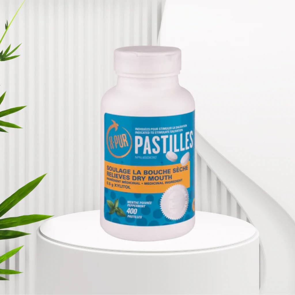 X-PUR - Xylitol Breath Mints For Dry Mouth And Bad Breath - Peppermint Flavored Xylitol Pastilles - Stimulates Saliva - 100% Natural Mouth and Breath Freshener - Bottle of 400 Pastilles 🍁 All In One Marketplace Canada