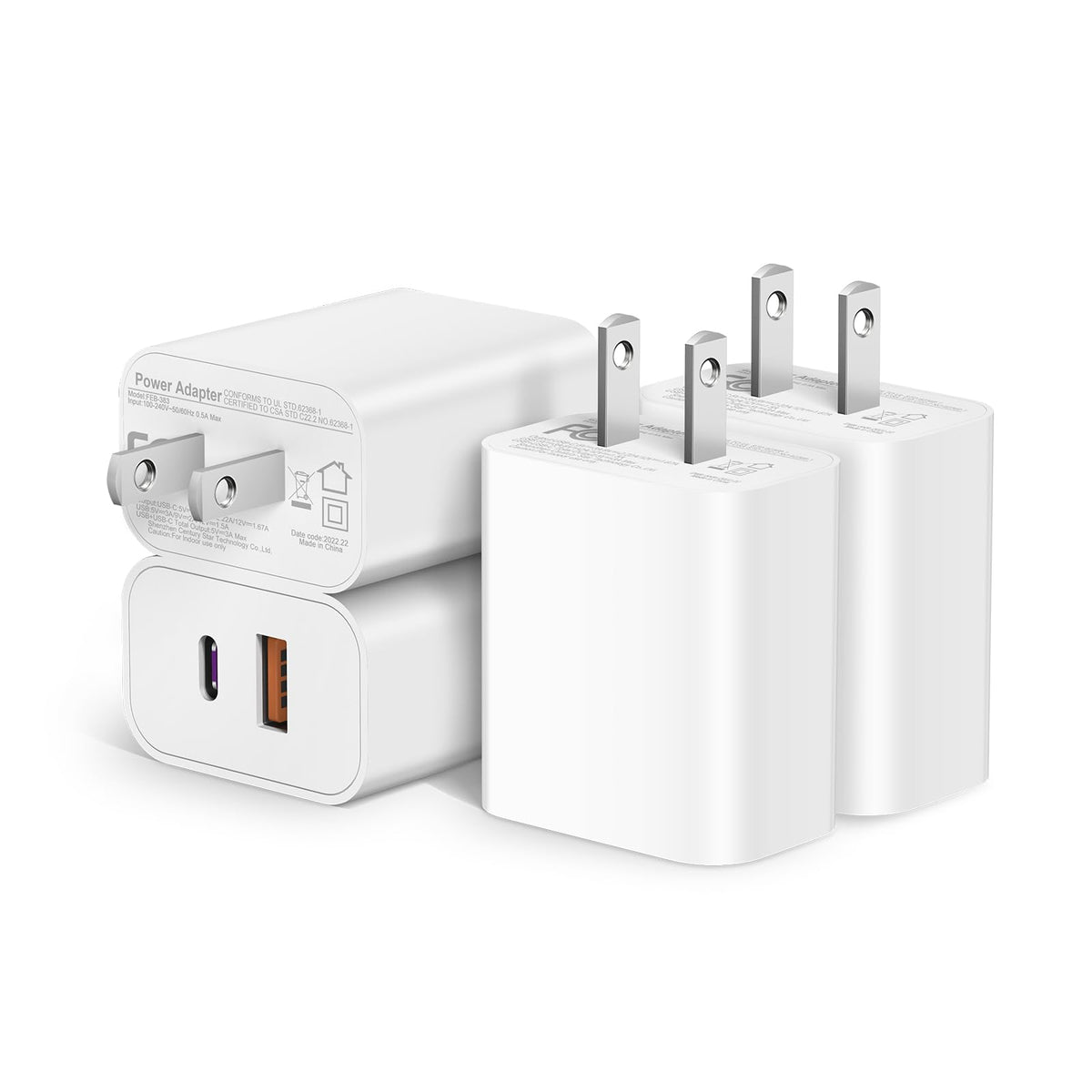 USB C Wall Charger, [3 Pack] 20W Dual Port PD Power Adapter Fast Charging Block for 14/14 Pro/14 Pro Max/14 Plus/13/12/11, XS/XR/X, iPad Pro, Google Pixel, Samsung Galaxy and More 🍁 All In One Marketplace Canada