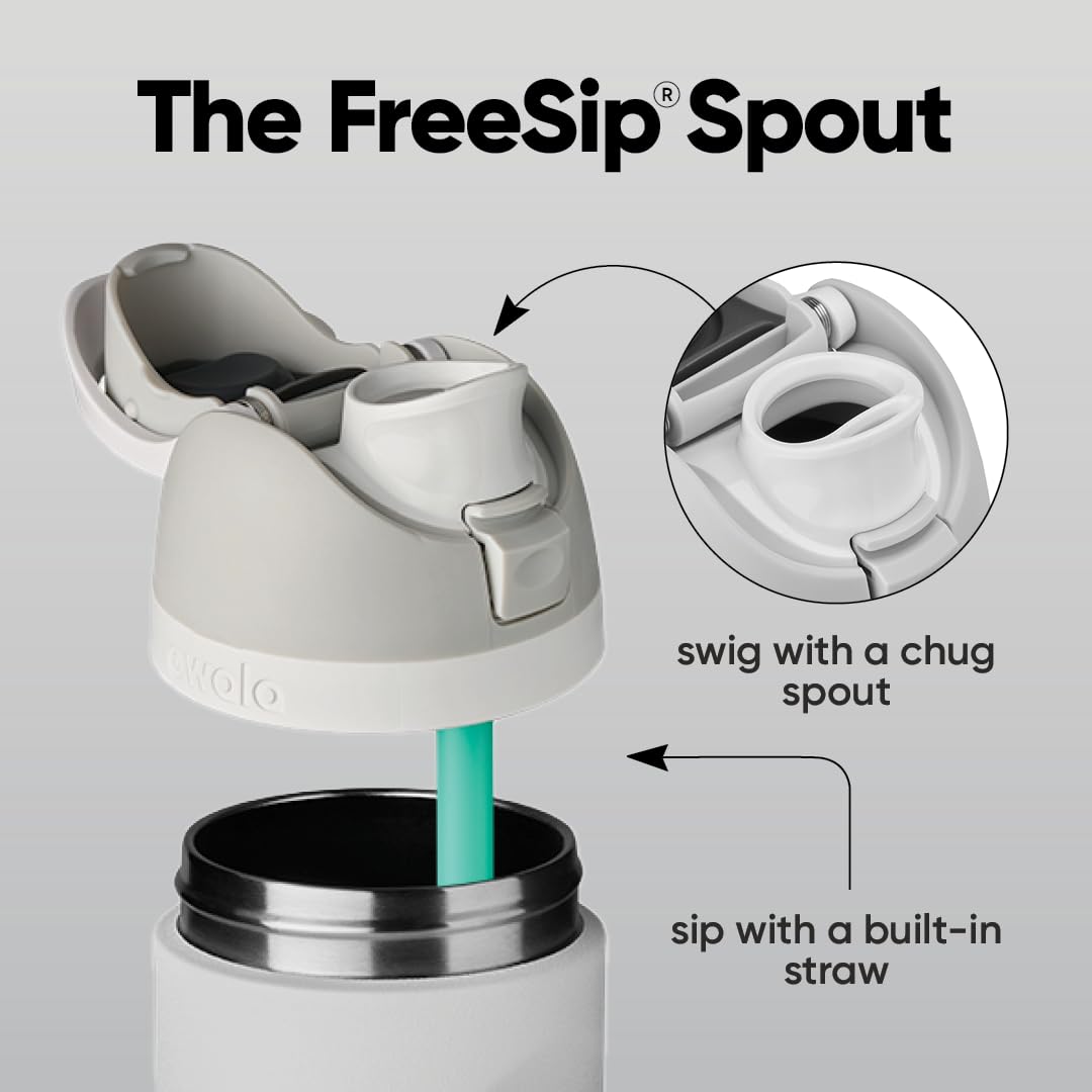 Owala FreeSip Insulated Stainless Steel Water Bottle with Straw for Sports and Travel, BPA-Free, 40-oz, Shy Marshmallow 🍁 All In One Marketplace Canada