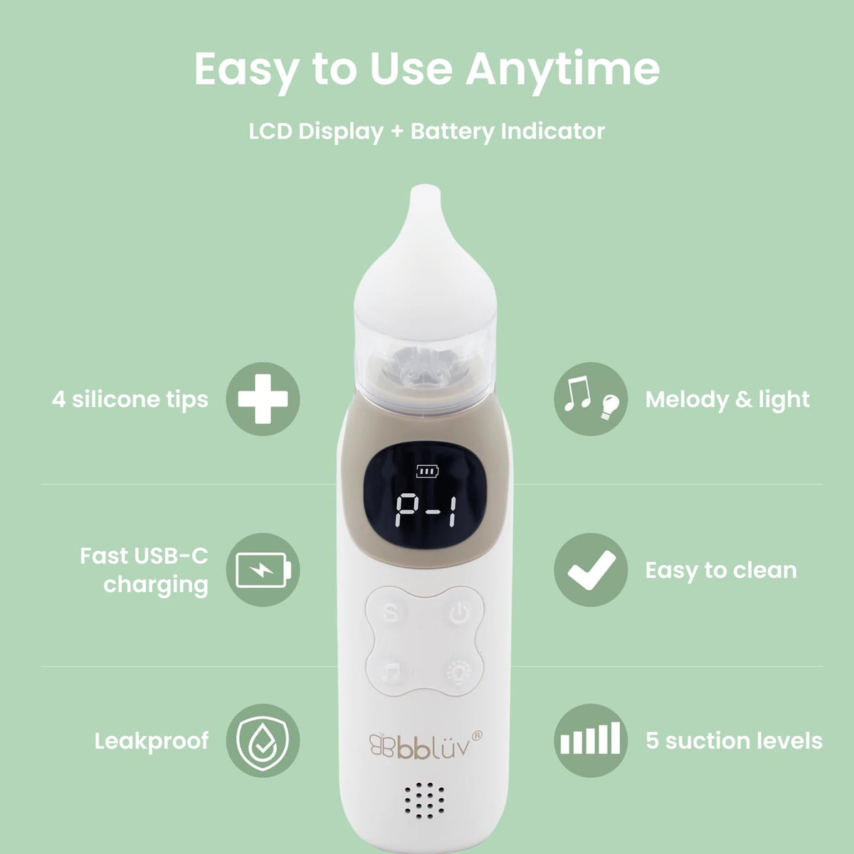 bblüv Rinö Pro Battery Operated Baby Nasal Aspirator with 5 Suction Levels 🍁 All In One Marketplace Canada