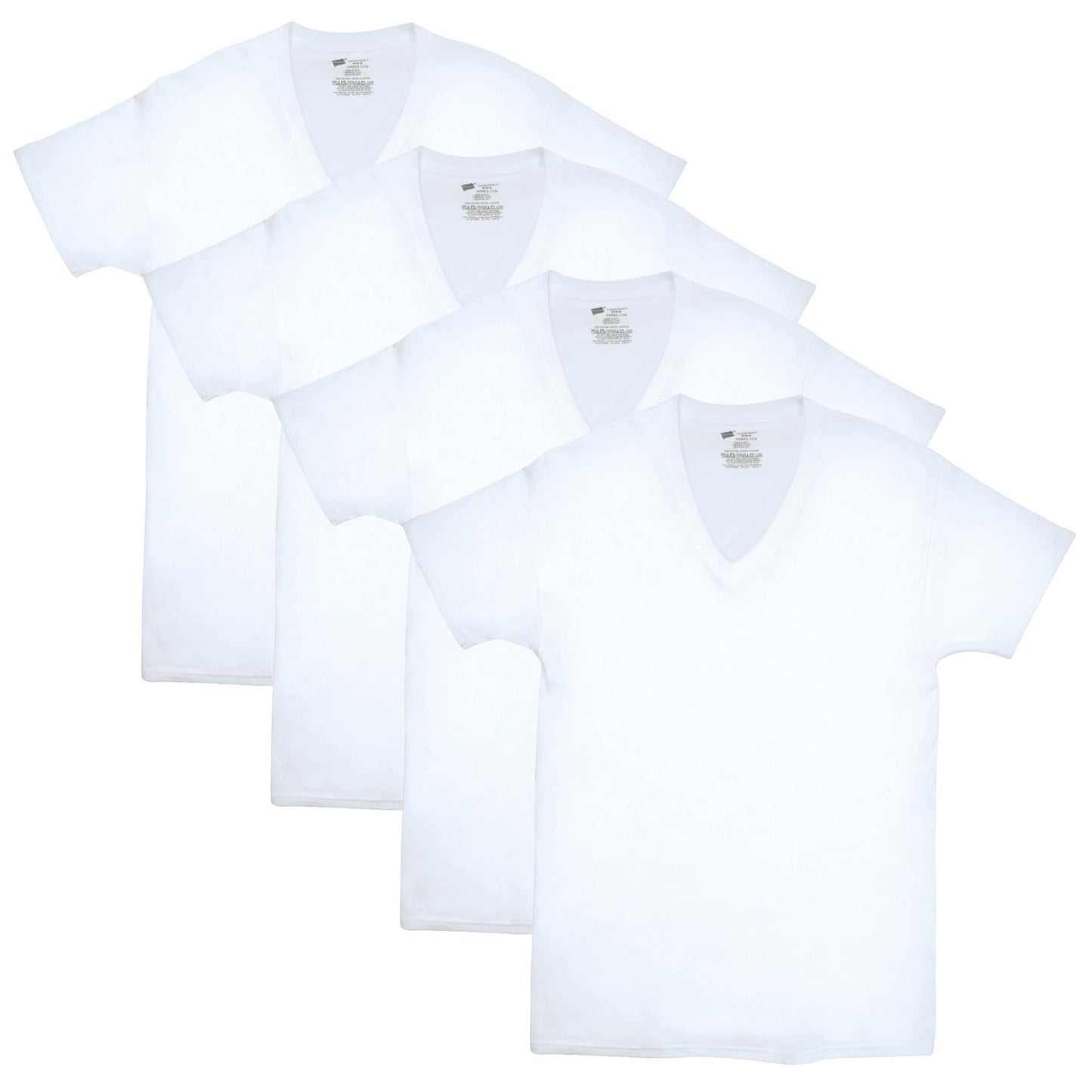 Hanes Men's ComfortSoft 4 Pack FreshIQ Cotton V-Neck T-Shirt, White, X Large 🍁 All In One Marketplace Canada