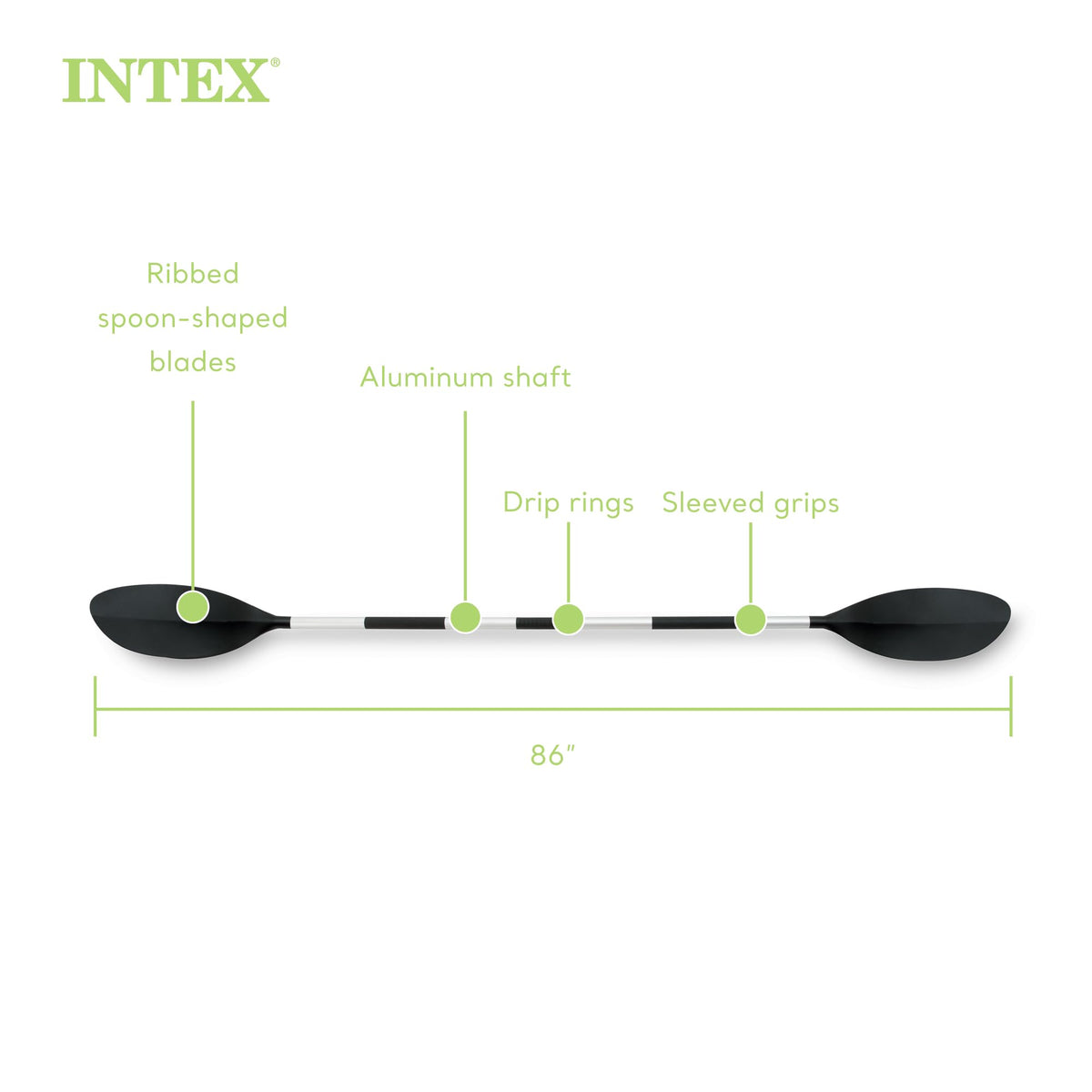INTEX 69629E 86" Kayak Paddle: Ribbed Spoon Shaped Blades – Durable Lightweight Aluminum Shaft – Comfortable Grips – 3-Position Feather Adjustability – TUV RL Approved 🍁 All In One Marketplace Canada