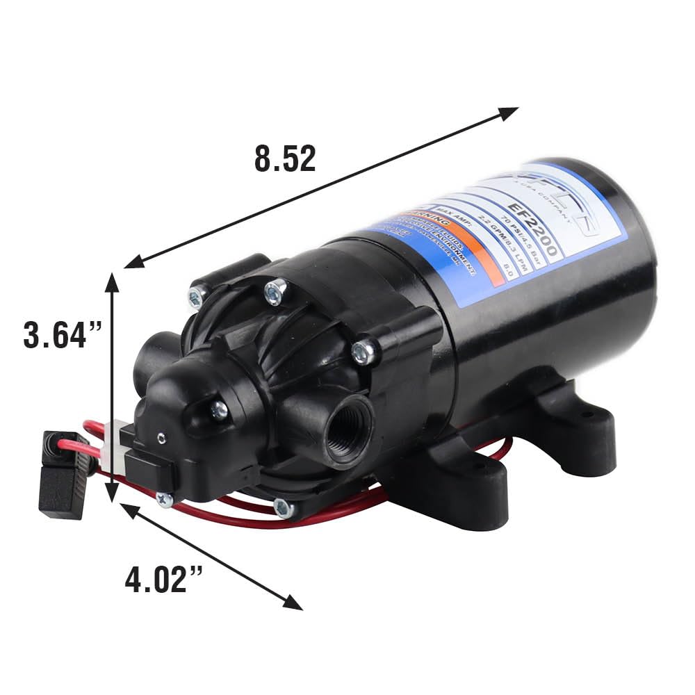 Everflo 12V On-Demand Diaphragm Sprayer Pump - 2.2GPM, 70 PSI, 3/8" FNPT Ports 🍁 All In One Marketplace Canada
