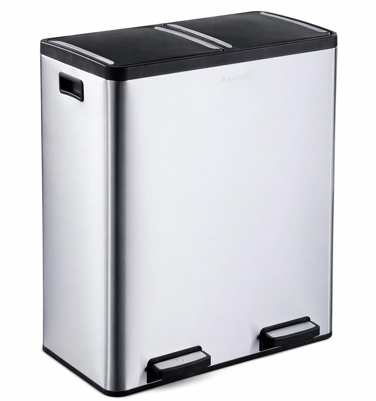 The Step N' Sort 18.5 Gallon Extra Large Capacity, Soft-Step, Dual Trash and Recycling Bin with Removable Inner Bins. Silver 🍁 All In One Marketplace Canada