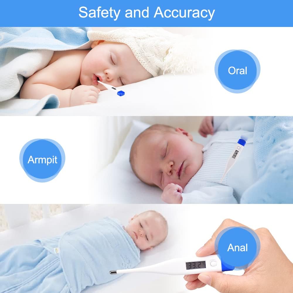 Berrcom Digital Thermometer for Adults and Kids, Oral and Underarm Thermometer for Fever with 30 Seconds Fast Reading, C/F Switchable Rectal Thermometer for Babies 🍁 All In One Marketplace Canada