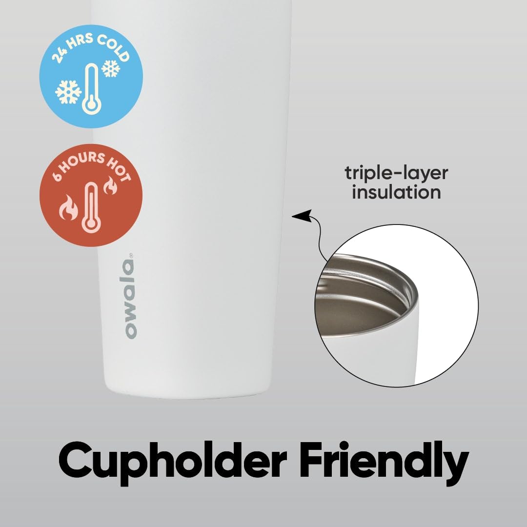 Owala SmoothSip Slider Insulated Stainless Steel Coffee Tumbler, Reusable Iced Coffee Cup, Hot Coffee Travel Mug, BPA Free 20 oz, Sugar High 🍁 All In One Marketplace Canada