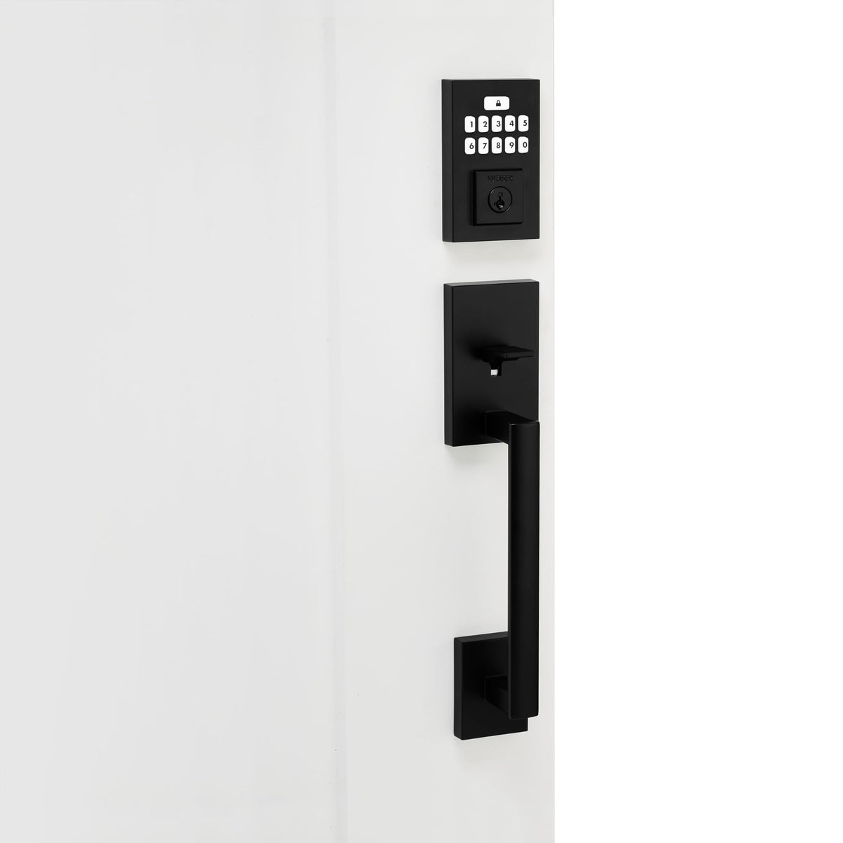 Weiser Matte Black Front Door Lock and Handle Set, SmartCode Keypad Door Lock with San Clemente Handleset & Halifax Interior Door Handle, Keyless Entry Door Lock, Front Door Handles with Deadbolt Lock 🍁 All In One Marketplace Canada