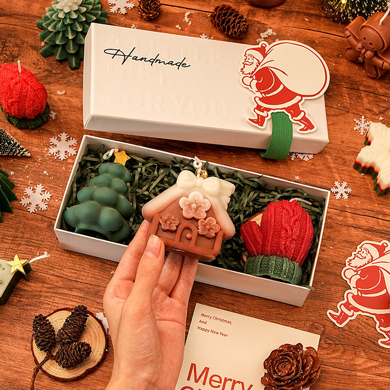 Christmas Scented Candle Gift Set, Festive Molded Aromatherapy Candles in Holiday Shapes – Snowman, Reindeer, Tree & Gingerbread, Home Decor Gift Box