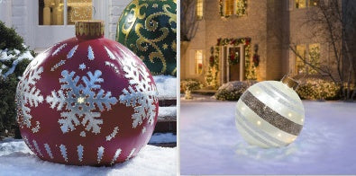 Giant Inflatable 60cm Christmas Ball Ornaments, Outdoor Waterproof PVC Ornament Ball, Holiday Decor, Pack Options