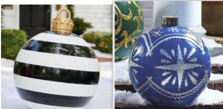 Giant Inflatable 60cm Christmas Ball Ornaments, Outdoor Waterproof PVC Ornament Ball, Holiday Decor, Pack Options