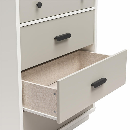 White and Gray 5-Drawer Tall Dresser (United States Delivery Only)