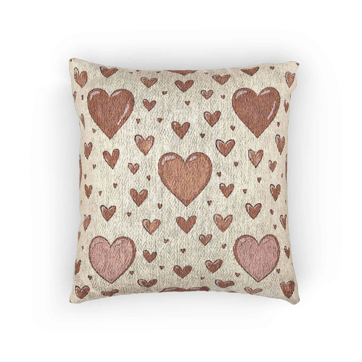 Pink Heart Pattern Woven Pillow | Boho Valentine Home Decor