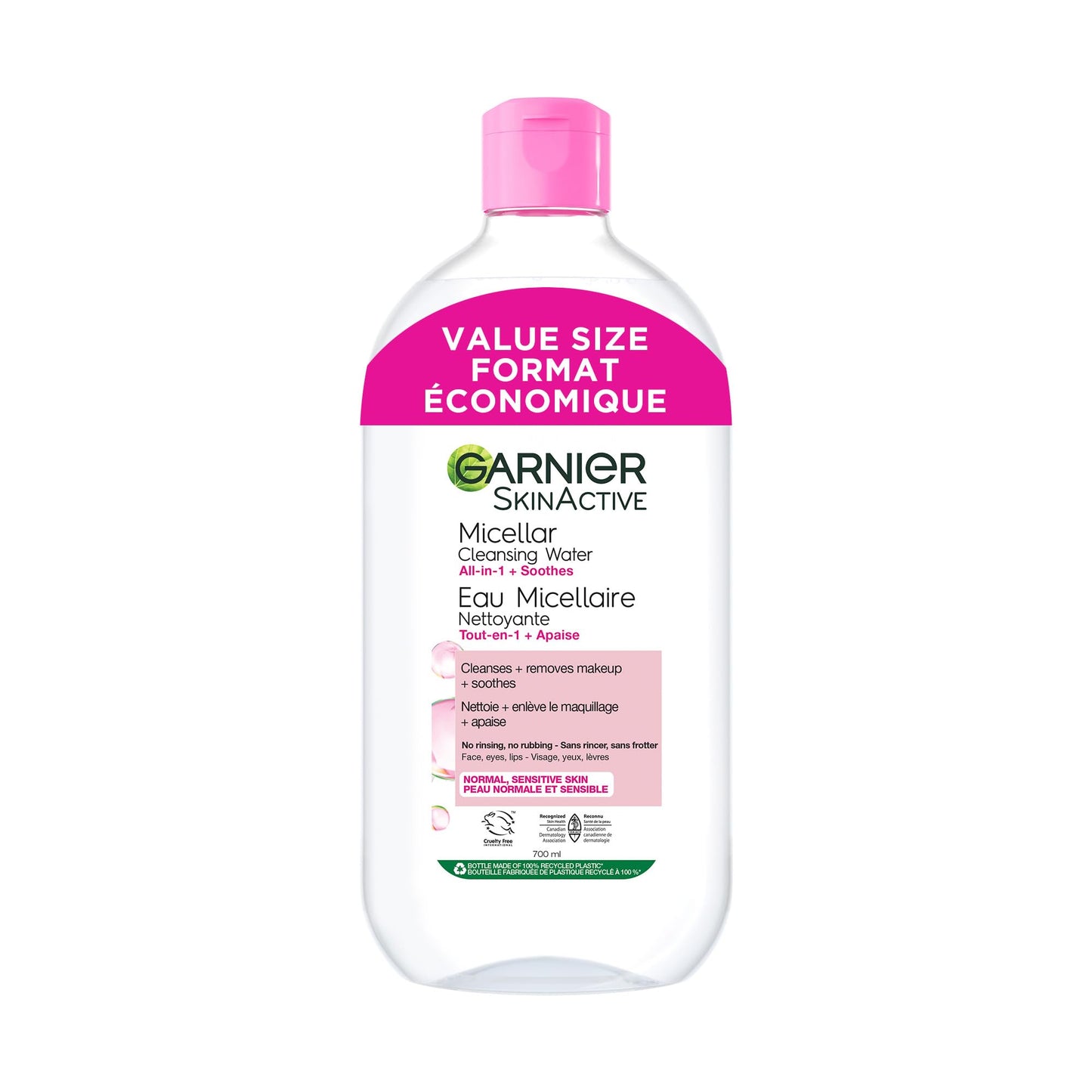 Garnier Micellar Water, Gentle and Hydrating Facial Cleanser & Makeup Remover, Suitable for Sensitive Skin, Vegan, Cruelty Free, Fragrance Free, 700ml 🍁 All In One Marketplace Canada