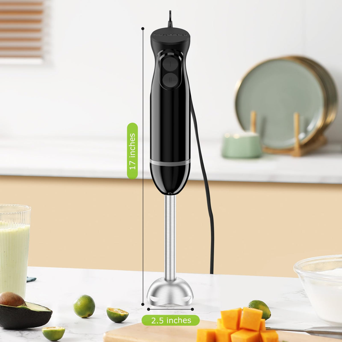 Bonsenkitchen Hand Blender, Immersion Blender with 2 Mixing Speed, Electric Handheld Blender Portable Stick Mixer with Stainless Steel Blades for Soup, Smoothie, Puree, Baby Food 🍁 All In One Marketplace Canada