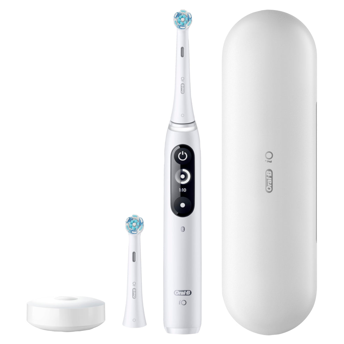 Oral-B iO Deep Clean + Protect Rechargeable Electric Toothbrush, White with Visible Pressure Sensor, 5 Cleaning Settings, 2 Min Timer, an iO Series 7 Toothbrush, 2 Replacement Brush Heads, and Charging Travel Case 🍁 All In One Marketplace Canada